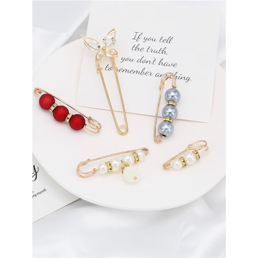 Qimeilian anti-exposure large shawl button cardigan large pin women's cashmere coat button pin wool scarf large brooch pin 1# plum beads gold needle 5.5cm