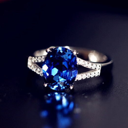 ECK925 Herringbone Natural Tanzanite Sapphire Ring Women's Ring Hand-Inlaid Ring Women's Main Stone 8X10mm Living Ring