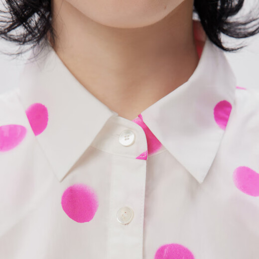 JNBY/Jiangnan Buyi Autumn and Winter Small Polka Dot Shirt Women's Shoulder Bubble Design Single-Breasted Lapel Sleeveless 5N7211060 690/Miscellaneous Pink S