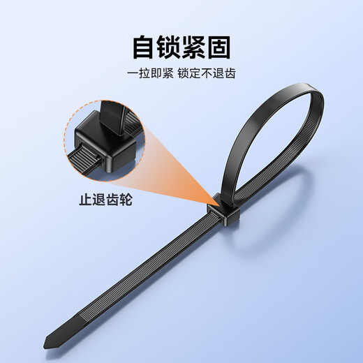 山泽自锁式尼龙扎带小号 2.5*100mm 电脑装机 园艺理线带束线带绑带 黑50根/包ZD-67