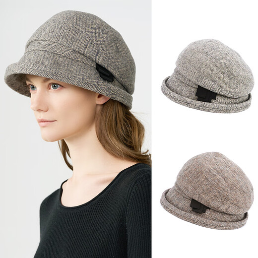Maria Gucci cold-proof hat back support pile hat to modify the face shape wool blended hat for women leisurely 6QQ150273 coffee