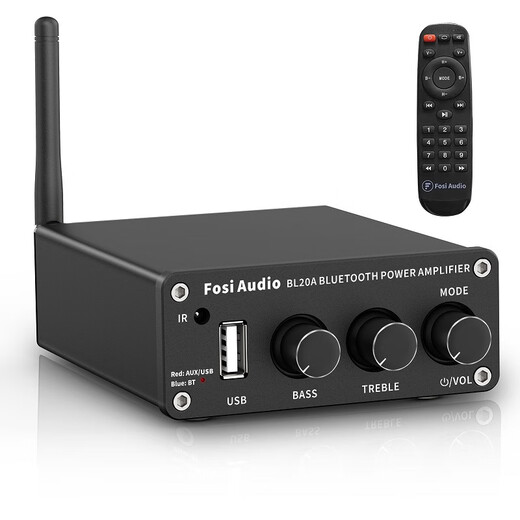 FOSI Audio Audio BL20A Настольный настольный усилитель Bluetooth -Loss Lossless 2,0 канал Усилитель мощности 100 Вт мини -лихорадка Hifi Professional Audio Black [24V/4.5A Power Adapter]