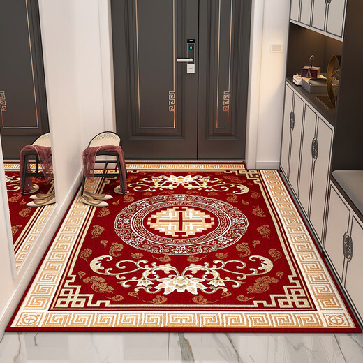 Qiqi Chinese-style floor mats household red carpet door mats with blessing character entrance mats door entry door mats door mats and foot mats Xiangyun Ruicai-Red 160*230cm