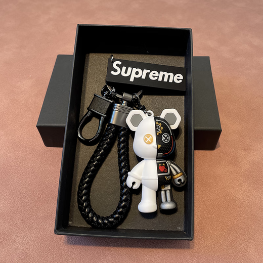 № 1 Feng Luxury New Machinery Bear Car Key Chain Key Chain Персонализированная пара мультфильм Сумка Creative Penne Ornament Black Machinery Bear + Плетная веревка для талии + буква [буква [