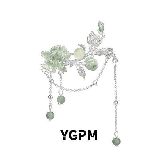 Two Snow Jasmine Brooch Women's High-end Exquisite Fashion Design Niche High-end Light Luxury New Chinese Style Pin Ring 925 Sterling Silver + Brooch