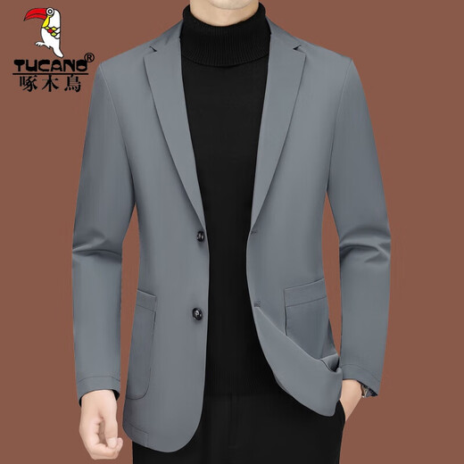 Woodpecker (TUCANO) casual suit men 2024 new men's business suit middle-aged single spring and autumn coat slim dad top men gray ZJ9889 180/XL