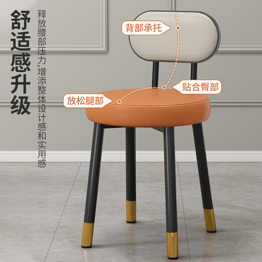 Tianxinglong Stool Home Dining Chair Back Chair Light Luxury Dressing Stool Upholstered Square Stool Dining Table Stool High Stool Bar Chair Plastic Stool F2 Gold Back-Pure Gray