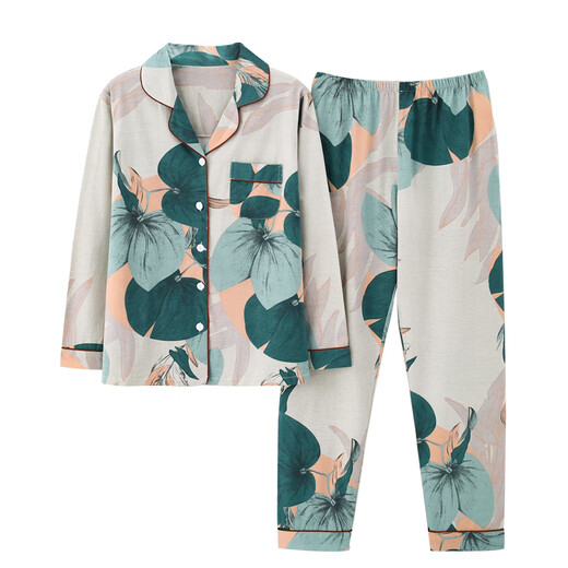 
Catman MIIOW cotton pajamas for women in summer spring and autumn 2025 new pure cotton long-sleeved middle-aged mother large-size home clothing set White MiiOW-xeq9906 XL suitable for 120-140Jin [Jin equals 0.5 kg]