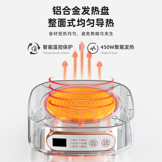 LOTOR Health Pot Office Teapot Home Mini Tea Maker Multifunctional Glass Kettle Small Flower Teapot Constant Temperature Electric Kettle White Soft Sound Soft Boil/Eight Functions 1L