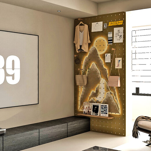 Solid wood perforated board storage rack, custom entrance door, electric meter box to block wall decoration, imitation light strip storage rack, custom solid wood multi-layer board