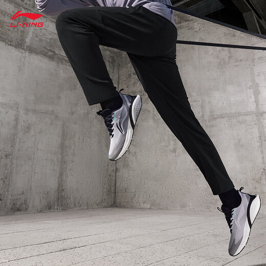 李宁（LI-NING）冰丝丨直筒卫裤男子春季健身系列简约印花运动长裤子 黑色(加绒直筒AKLT795)-3 2XL