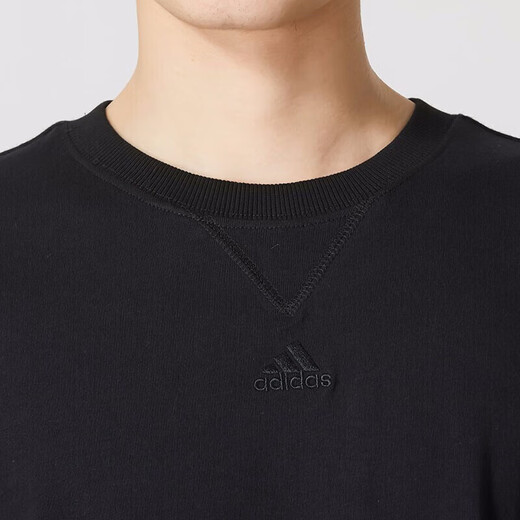 阿迪达斯 （adidas）短袖T恤男装2025夏季新款运动服针织透气圆领休闲上衣 IC9793黑色 2XL