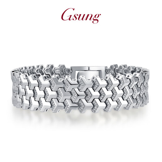 Platinum bracelet for men PT950 new model inlaid with moissanite bracelet, stylish and stylish platinum men's bracelet, shiny PT950 bracelet about 95 grams 19.5cm customized