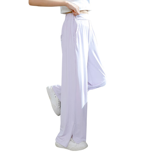 Yoyo One (Yoyo One) Girls 'Hosen Sommerdünnstil Kinder Sommer Neue Ice Seiden-Sonnenschutzhose Mädchen Sommerkleidung Moskito-Sicht mit mittlerem Hose mittelgroße Kinder 15092 Lila + 9889 Weiß 150 cm