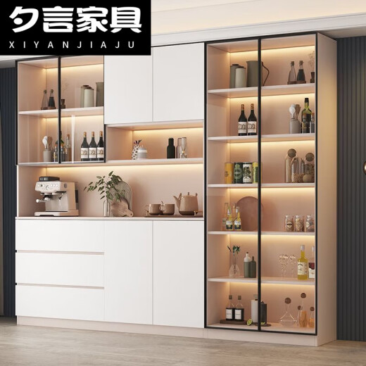 虞萌馨迪2025新款实木储物柜客厅家用厨房组装酒柜收纳置物柜餐边柜一体 款式12240*220钢化玻璃