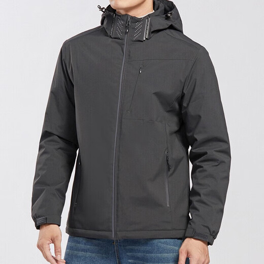 Western Region Camel VANCAMEL plus velvet windbreaker for women and men's windproof and warm single-layer jacket casual sports thickened jacket hooded jacket mountaineering suit 9930A dark gray-men [solid color] XL