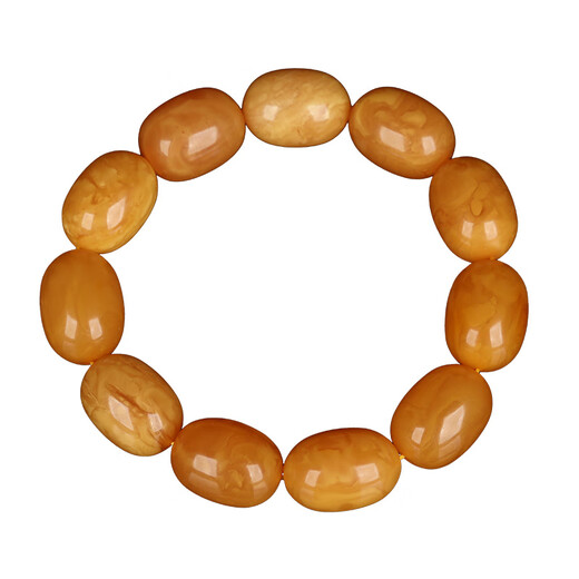 OUCERNY old wax barrel bead single circle bracelet amber natural beeswax bracelet full of honey chicken oil yellow Baltic Sea collection orphan natural orphan one thing one certificate one shot 38.73g