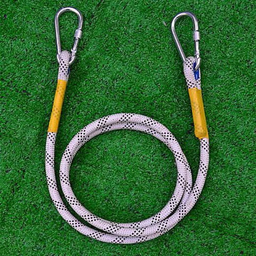Outdoor safety rope, high-altitude work rope, safety belt connection, extension rope, air conditioning installation safety rope, durable water fetching rope, wear-resistant 16 mm, 2 meters long, double hook included