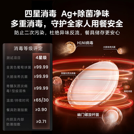 Midea Crystal Flame S55 black 14 sets of built-in dishwashers, washable crayfish, fruits and vegetables, one-click independent four-star disinfection, 168H clean baking, same style as in stores