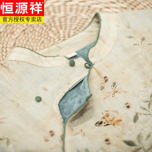 Hengyuanxiang Export tail goods removed from the cabinet Women's Chinese-style improved cheongsam plus velvet thickened stand-up collar printed cotton and linen dress Picture color (small quantity in stock) Oriental simple luxury style M Recommended 90-105 Jin Jin equals 0.5 kg Oriental simple luxury style