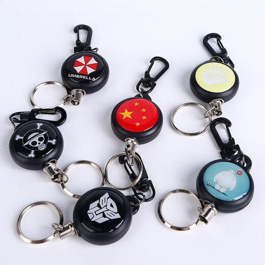 Key anti-lost device Mobile phone anti-lost device High rebound telescopic wire rope anti-theft key chain Anti-lost hanging buckle key chain Telescopic key chain 3 pcs