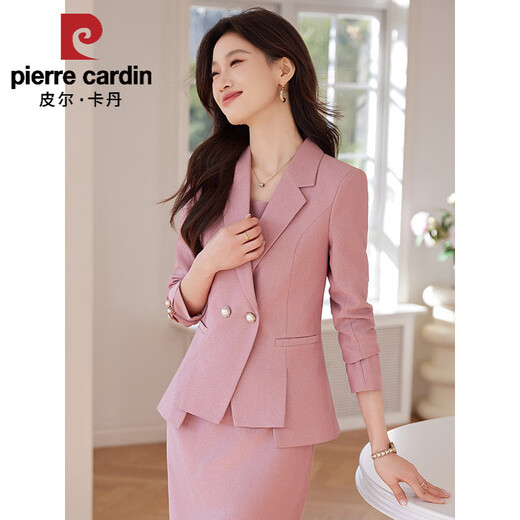 Pierre cardin pink suit jacket for women in spring 2025 new style small temperament dress two-piece work clothes 2024 apricot 826 jacket 2025 S