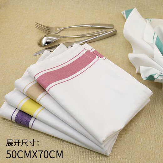 Fengxi colored pure cotton napkin cloth, thickened flower folding cloth for western restaurants, lint-free cloth for restaurant and hotel cup napkins, dark purple 50*50CM