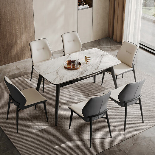 Chivas (CHEERS) retractable microcrystalline stone dining table with chairs, full set for home use, state subsidy, Chivas Regal CT123, four chairs CY18