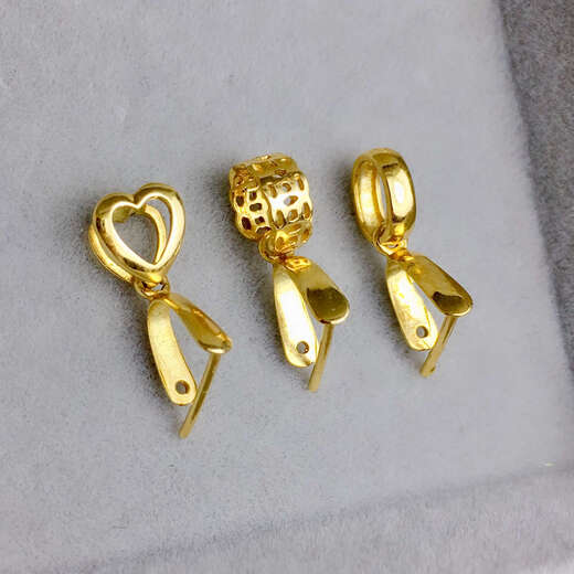 Slightly gifted 18K gold button head, thickened large pendant, melon seed buckle, jade Buddha Guanyin buckle pendant, Ruyi buckle, beeswax melon seed buckle, small plain style, thickened (oblique hole), pure 18K gold color one piece