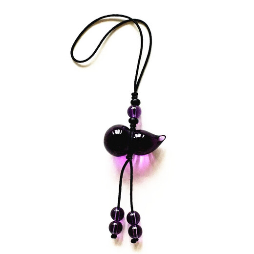 轻萌天然紫水晶葫芦钥匙扣 手机坠 包坠衣襟坠寓意福禄双收男女挂件 紫色