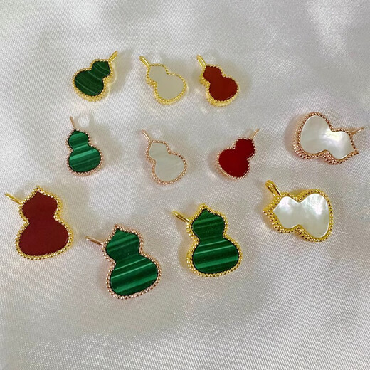 18K gold red agate gourd pendant color gold rose gold gold pendant clavicle chain set chain birthday gift for girls 18K gold gold color (single pendant) medium gourd (red agate)