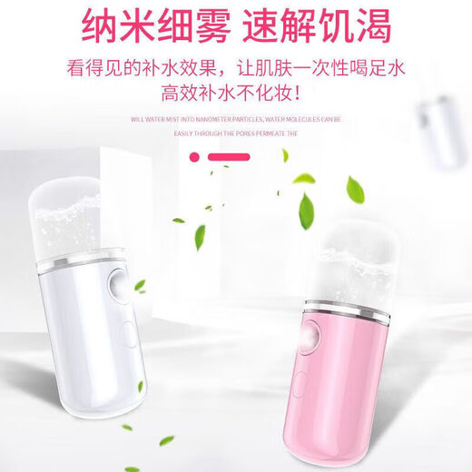 Essential for travel, hydrating instrument, nano sprayer, oxygen injection, portable facial moisturizing, small facial steamer, cold spray, handheld humidifying beauty instrument, pink