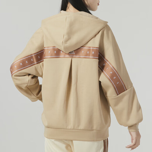 阿迪达斯 （adidas）卫衣外套女装2025夏季连帽夹克时尚保暖针织运动休闲夹克开衫 IK9893卡其色内里加绒 S