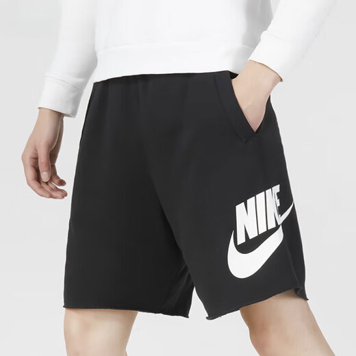 Nike (NIKE) shorts men's pants 2025 summer knitted sports pants breathable casual style running loose basketball lace-up trousers cotton breathable/loose DX0503-010 black M Recommended 120-130Jin [Jin equals 0.5 kg]