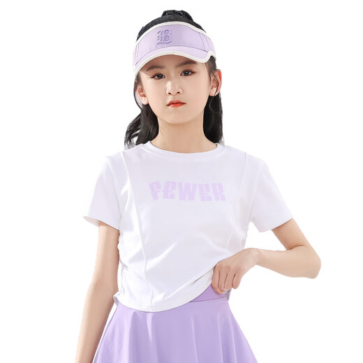 小猪彼特女童短袖T恤2025夏季运动上衣短款儿童简约半袖夏天t大童夏装 18848白色+9889白色 120 cm