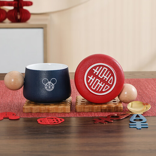 Ge Chan Wedding Gifts Wedding Gifts for Couples, Bride, Besties, Engaged Couples Pairing Cups, Practical Cup Souvenirs, High-end Frosted Red and Blue Mickey + Dolls (Happiness Pad)