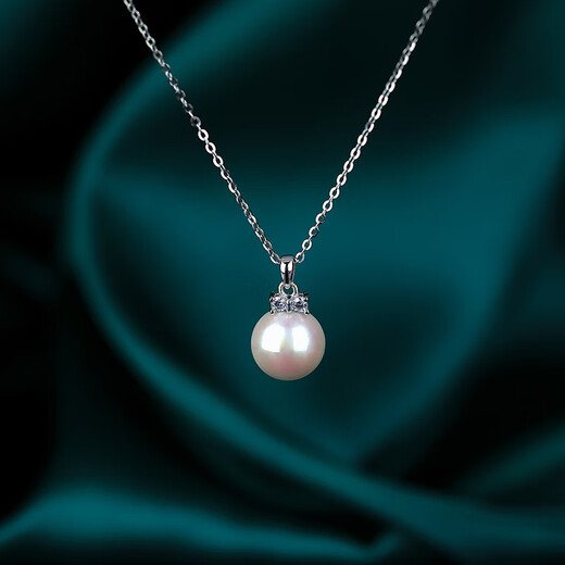 Kuang Yi mother-of-pearl pendant single S925 sterling silver clavicle necklace with bow simple female birthday gift 10mm white beads