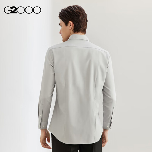 G2000商场同款棉质混纺亲肤斜纹长袖衬衫 灰色 XL/09