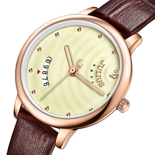 
Julius watch women's simple temperament new retro belt watch calendar quartz couple small round watch men's watch women's watch 1391 versatile brown [women's model]