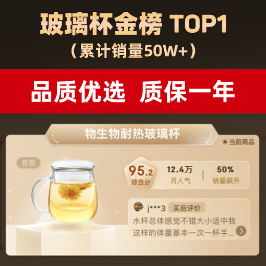 RELEA Tea Cup Men's Tea Separate Cup Glass Water Cup Women's Office Tea Cup High Temperature Resistant Flower Tea Cup Birthday Gift