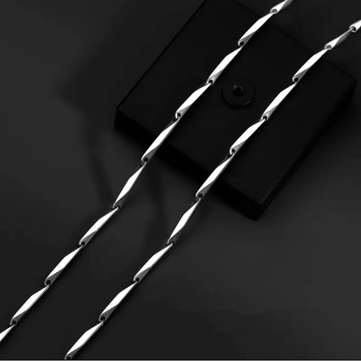 CEENIU Fat Donglai same style men's platinum necklace new platinum Korean version personalized trendy men's chain without hanging white gold pearl chain 3mm wide 5ocm long