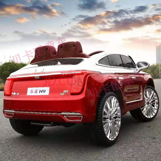 Meitu (MEACOOL) Hongqi H9 children's electric car baby four-wheel car with remote control boy and girl baby stroller toy electric car red + four-wheel drive + remote control + music + 12V7A battery