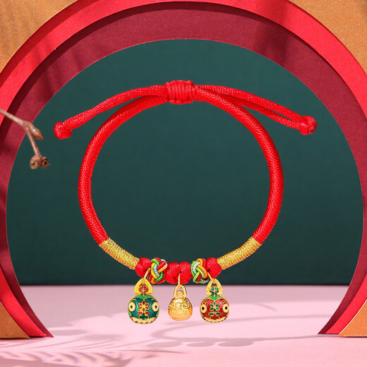 Zhou Taisheng Pure Gold 999 Gold Swallowing Beast Gold Bracelet Female Red Bracelet Birthday Gift for Girlfriend Gold Bracelet
