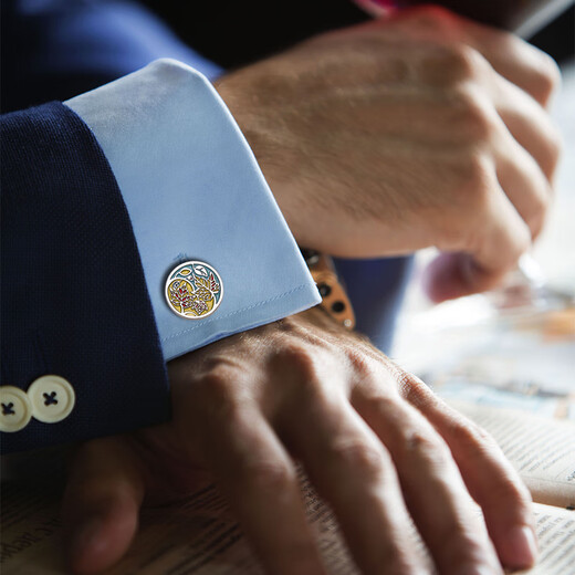 卡夫林克新品幸运叶子袖扣男士袖钉高档衬衫法式袖口扣金属 Cufflinks K124 银色袖扣-幸运叶子