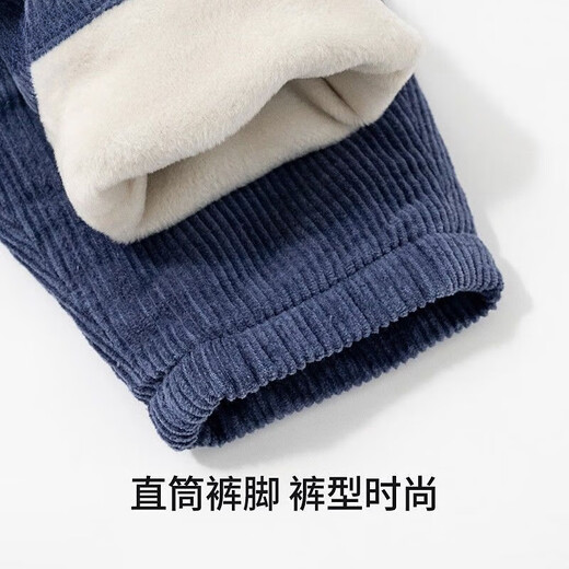 Insular baby corduroy overalls, winter velvet quilted pants, children's jumpsuits, autumn and winter velvet pants for baby girls, apricot 100-90cm