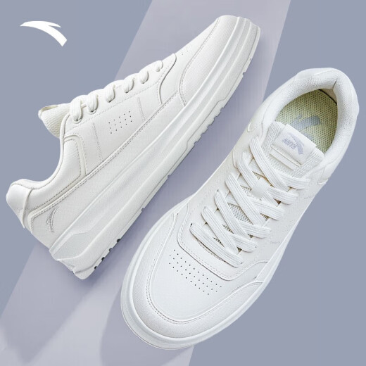 ANTA (ANTA) Men's Shoes Summer White Student Men's Shoes Low-top Versatile Light Casual Shoes Retro Classic Breathable Sports Shoes Ivory White/Chip Gray 42