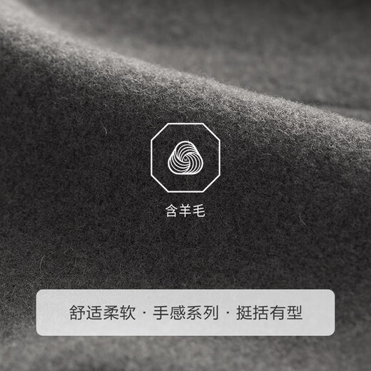九牧王【羊毛系列】男装商场同款大衣秋冬立领外套男 JD1CV50717+中灰+修身版 M 170/92A(48)