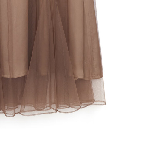 
Jiangnan Buyi (JNBY) [same style in the mall] 24 autumn and winter new dress with round neck A-shaped short sleeve temperament elegant 5O7G15780 216/wax pink camel color 216 M