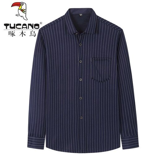 Woodpecker (TUCANO) Men's Warm Shirt Autumn and Winter Casual Shirts Middle-aged and Young Daddy's Clothing Plaid Plus Fleece Thickened Long Sleeve Top HB677 (Style) Plus Fleece XL Suitable for 120 Jin [Jin equals 0.5 kg]-139 Jin [Jin equals 0.5 kg]