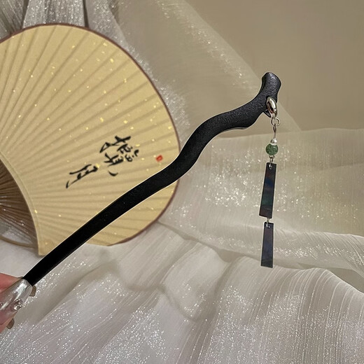新中式古风发簪高级款简约现代木簪子清新气质汉服旗袍盘发发钗女 6#贝壳流苏发簪